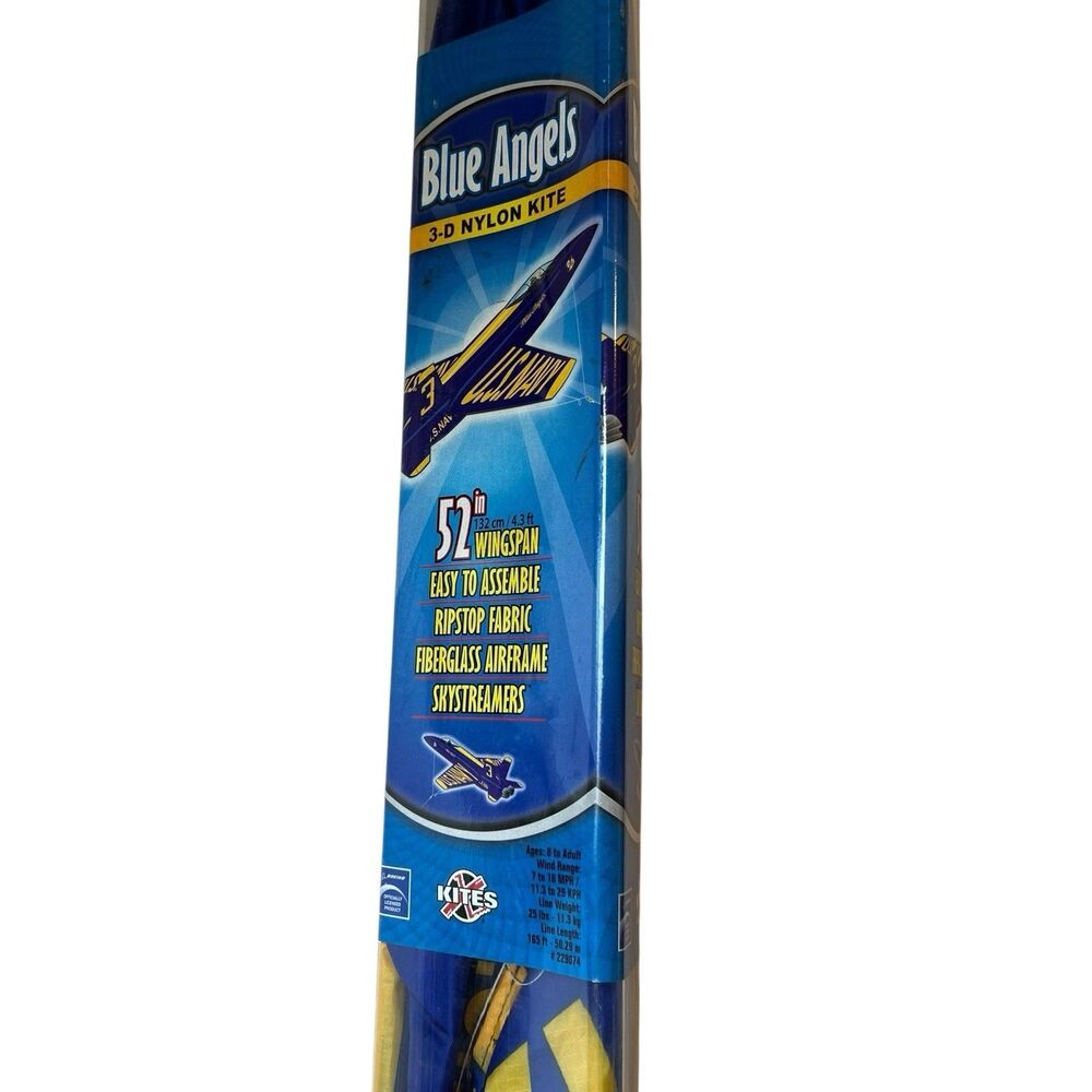 3-D Nylon Kite Blue Angels 52" X Kites Boeing FA 18 Hornet SkyStreamers